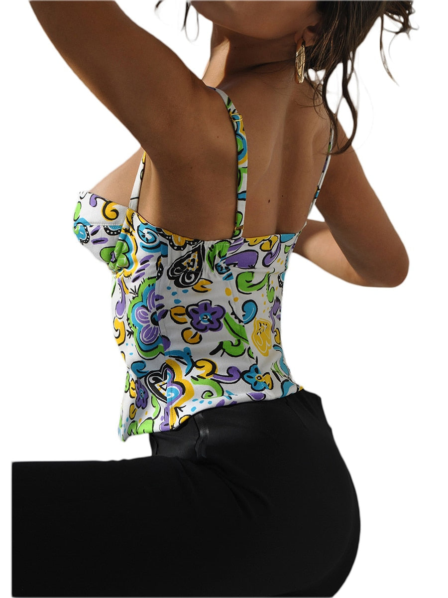 Button Down Bustier 90's Swirl-Luxandluxy