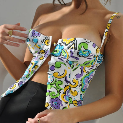 Button Down Bustier 90's Swirl-Luxandluxy