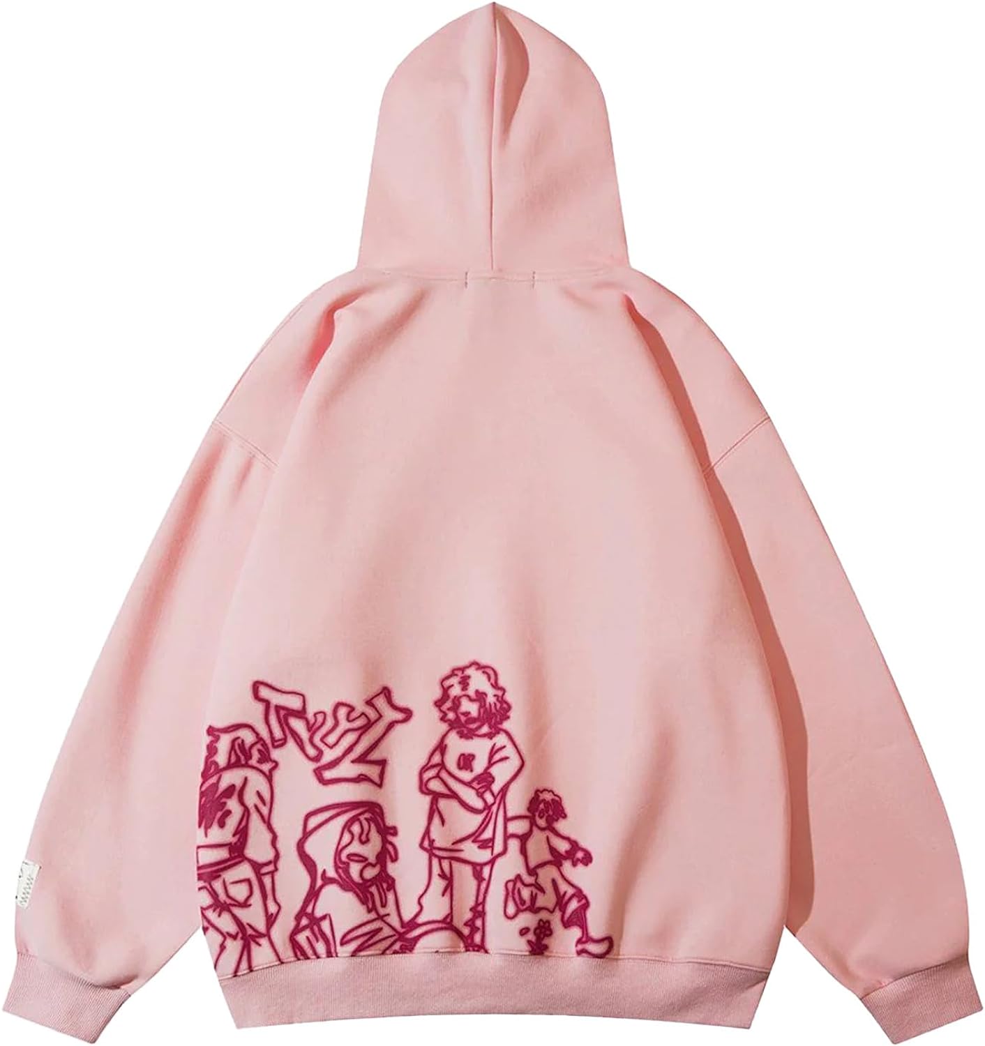 Cartoon Line Character Print Graphic Hoodie-Luxandluxy