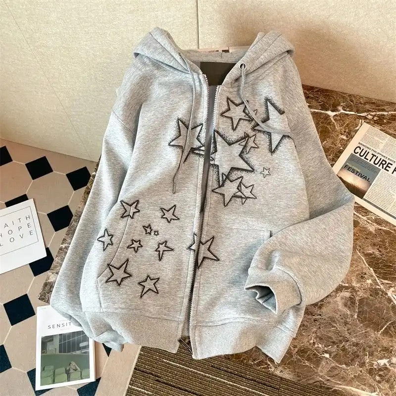 Cascading Stars Zip-up Hoodie-Luxandluxy