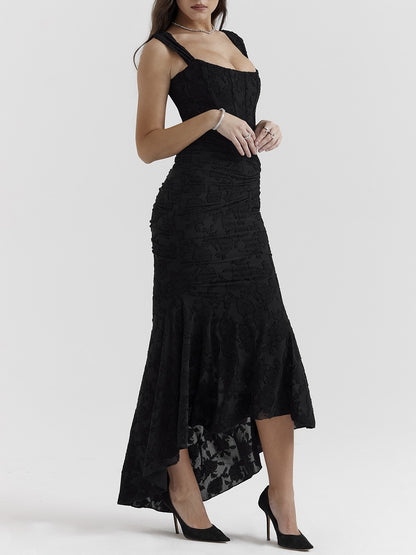Cesca Black Floral Maxi Dress