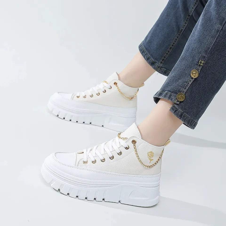 Chain High Top Platform Sneakers-Luxandluxy