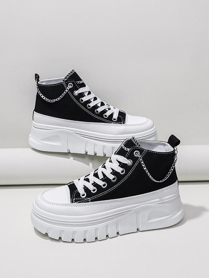 Chain High Top Platform Sneakers-Luxandluxy