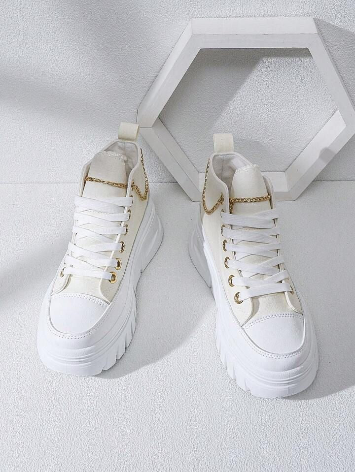 Chain High Top Platform Sneakers-Luxandluxy