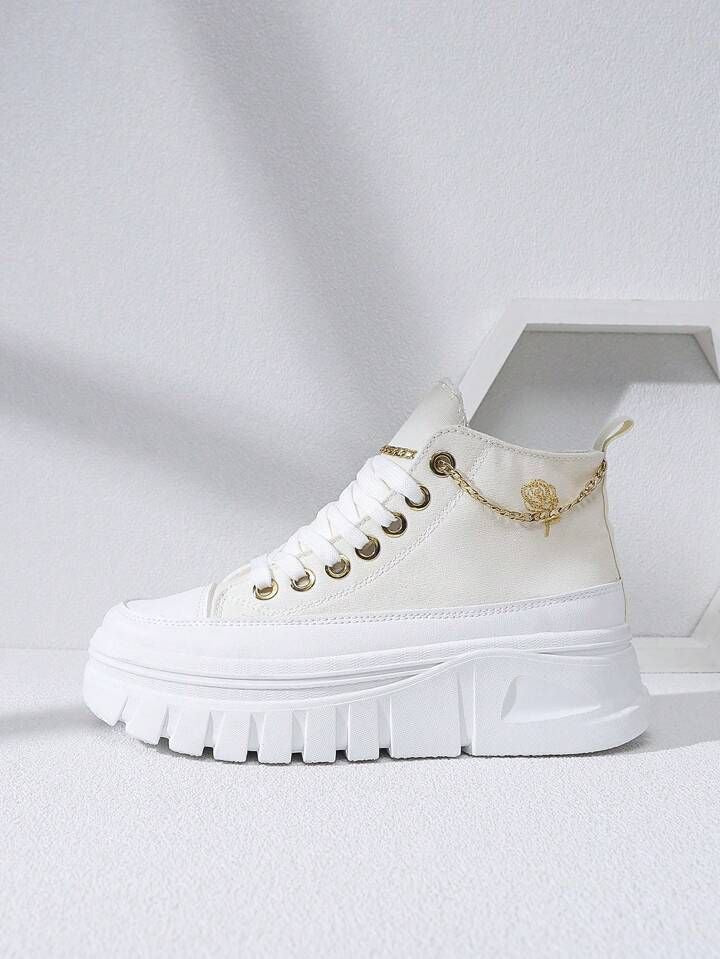 Chain High Top Platform Sneakers-Luxandluxy