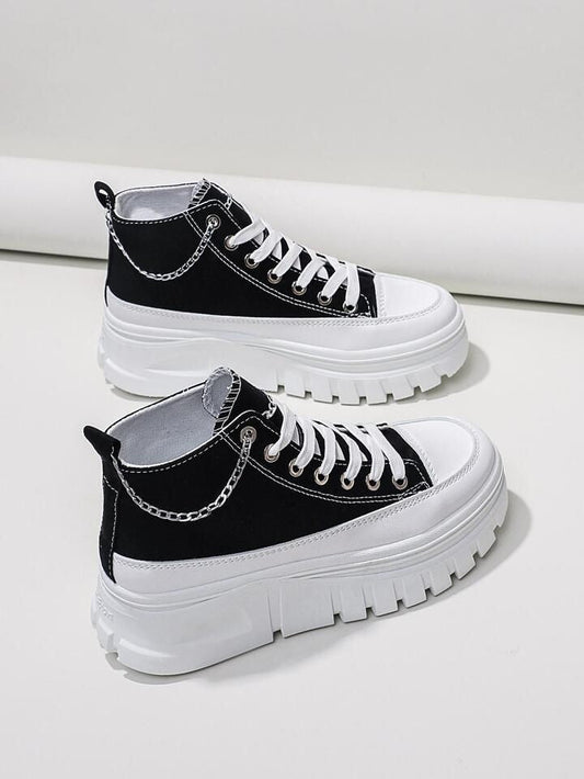 Chain High Top Platform Sneakers-Luxandluxy