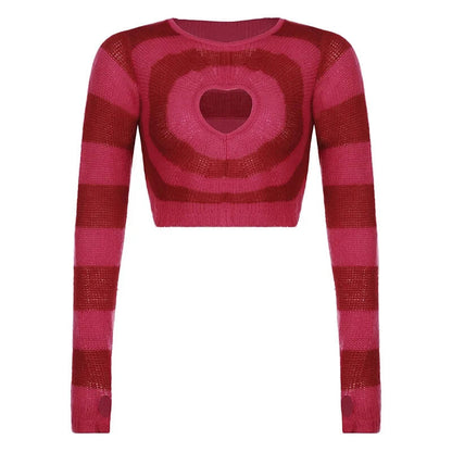 Chest Heart Cut-out Sweater-Luxandluxy