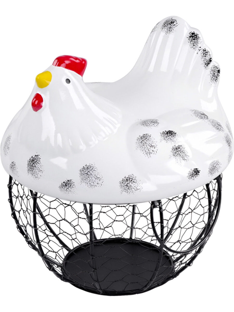 Chicken Ceramic Lid Egg Basket-Luxandluxy