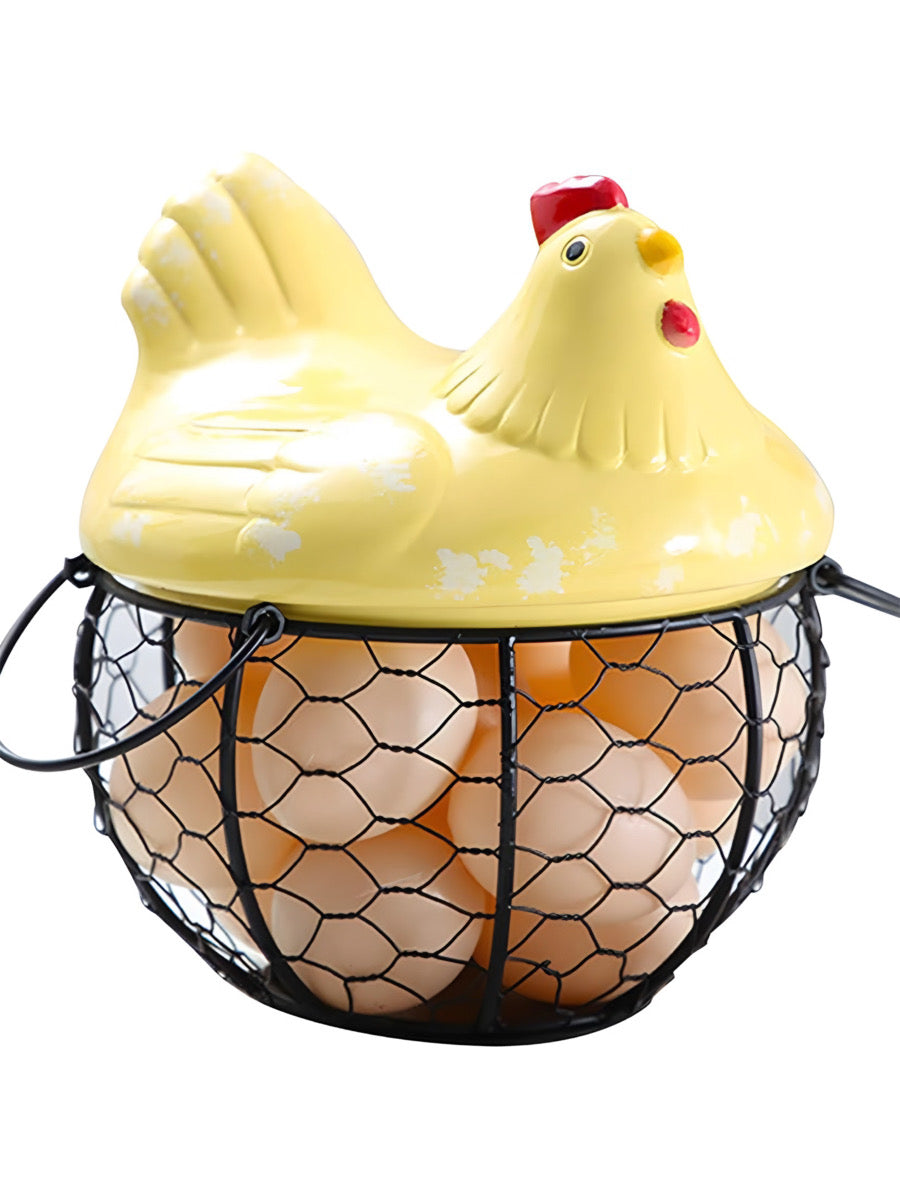 Chicken Ceramic Lid Egg Basket-Luxandluxy