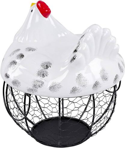 Chicken Ceramic Lid Egg Basket-Luxandluxy