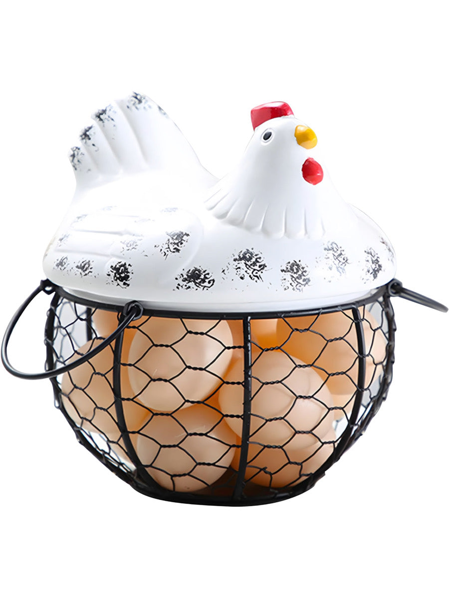 Chicken Ceramic Lid Egg Basket-Luxandluxy