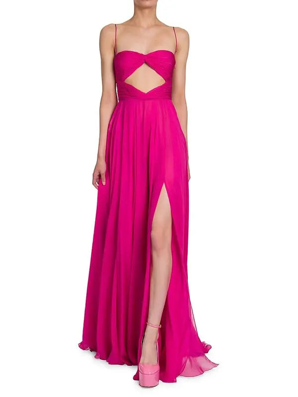 Chiffon Cut Out Sleeveless Dress-Luxandluxy