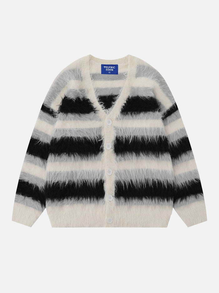 Color Block Horizontal Striped Cardigan-Luxandluxy