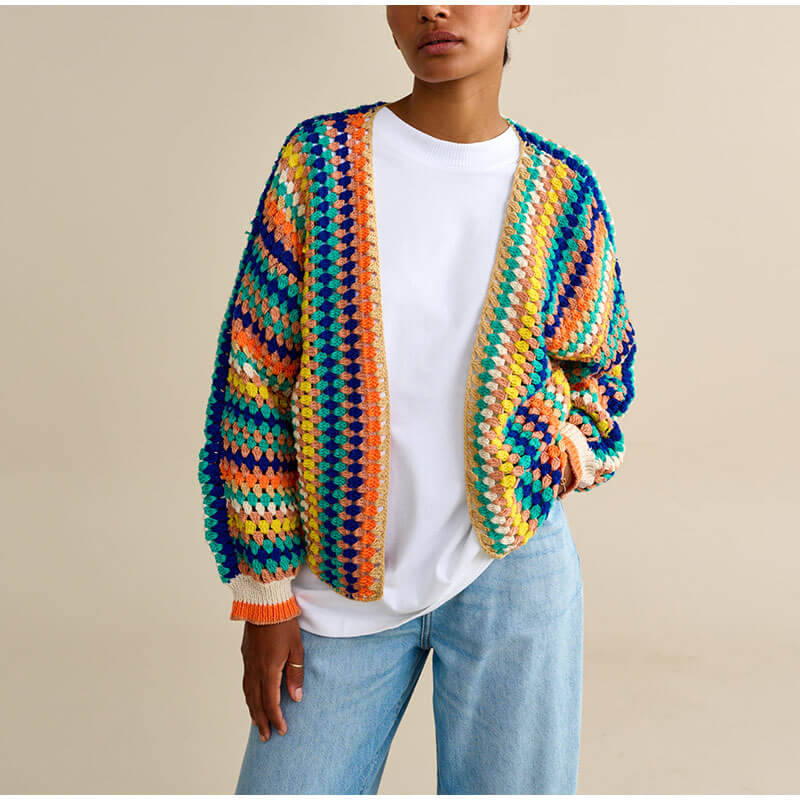 Colorful Striped Knitted Cardigan – Luxandluxy