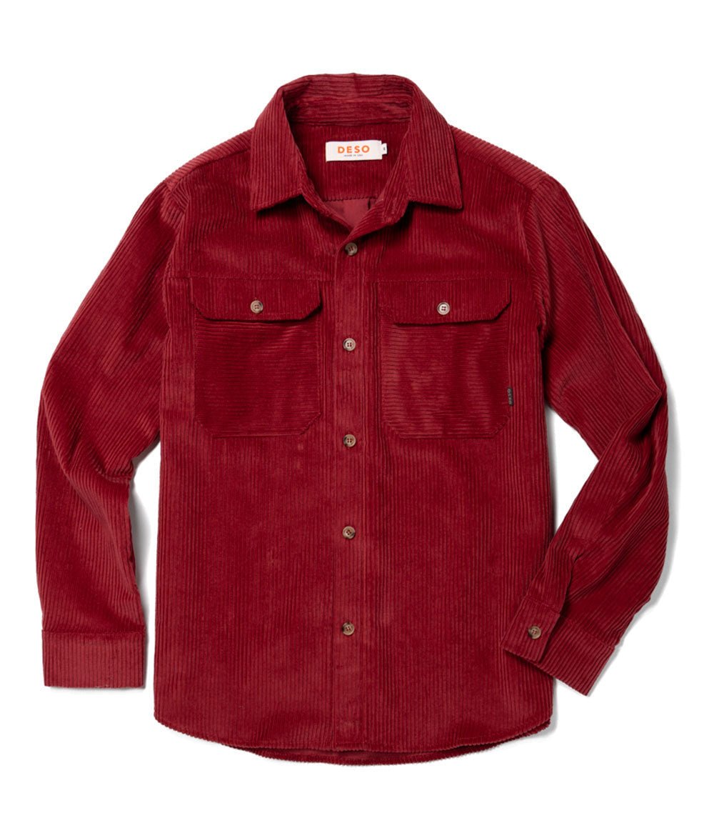 Corduroy Chest Pockets Long Sleeve Shirt-Luxandluxy