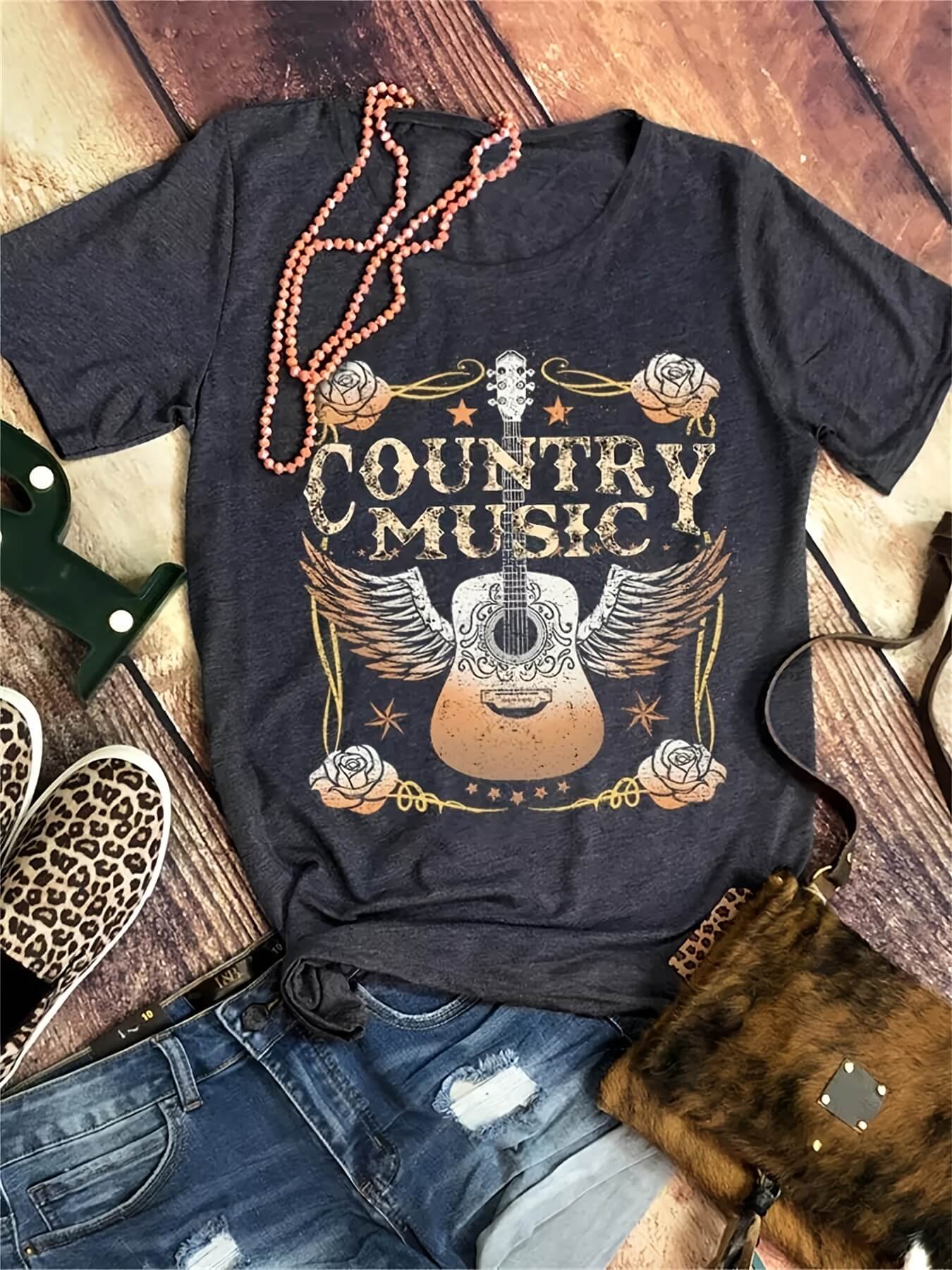 Country Music T-shirt-Luxandluxy