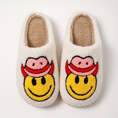 Cowboy Smiley Face Slippers-Luxandluxy