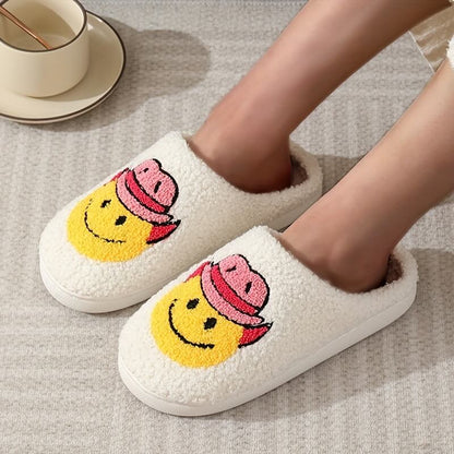 Cowboy Smiley Face Slippers-Luxandluxy