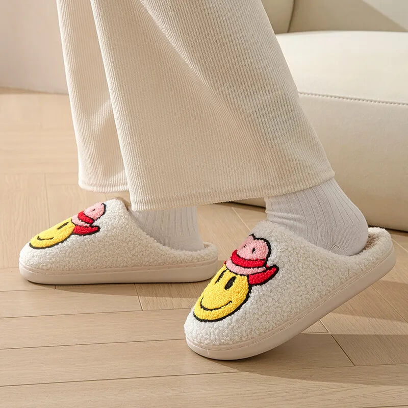 Cowboy Smiley Face Slippers-Luxandluxy