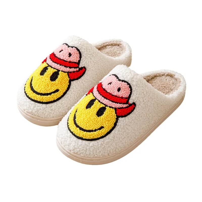 Cowboy Smiley Face Slippers-Luxandluxy