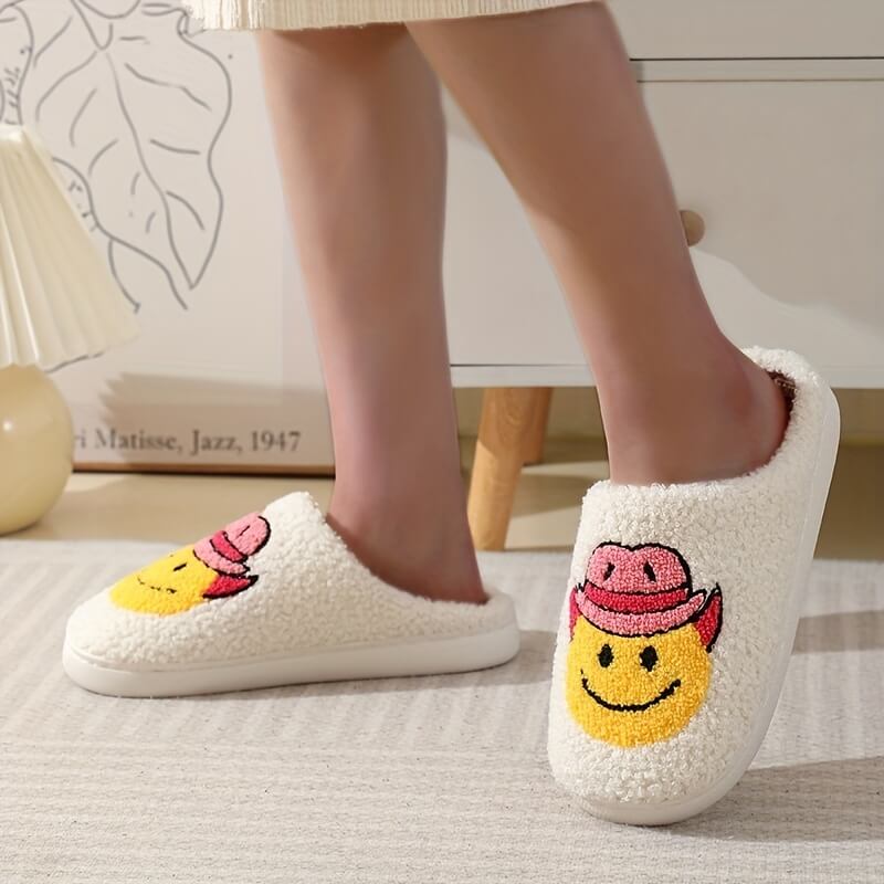 Cowboy Smiley Face Slippers-Luxandluxy