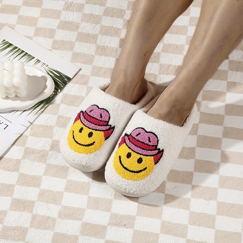 Cowboy Smiley Face Slippers-Luxandluxy