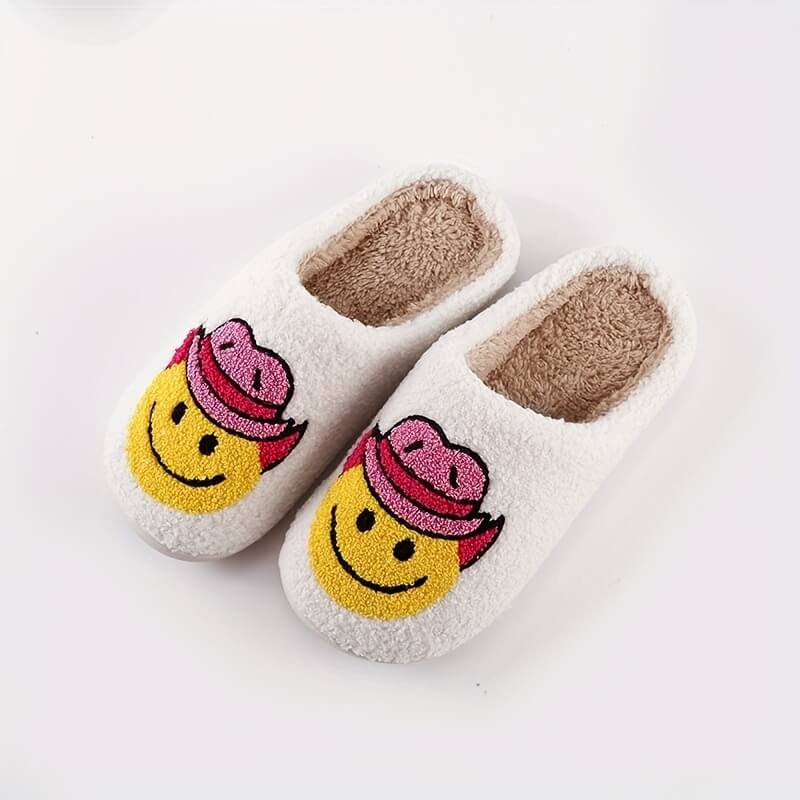 Cowboy Smiley Face Slippers-Luxandluxy