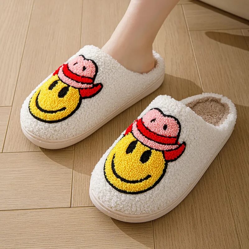 Cowboy Smiley Face Slippers-Luxandluxy