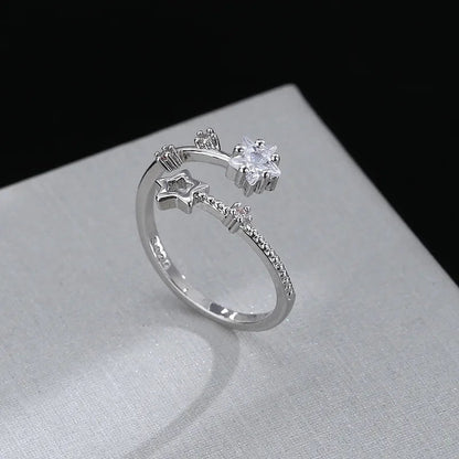 CZ Star Open Ring-Luxandluxy