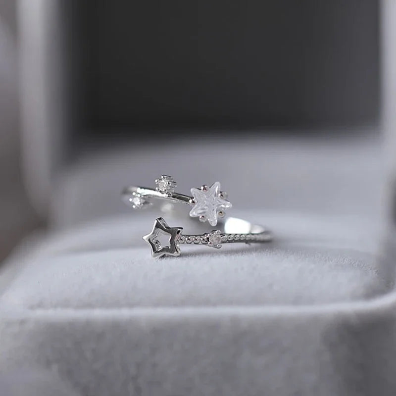 CZ Star Open Ring-Luxandluxy