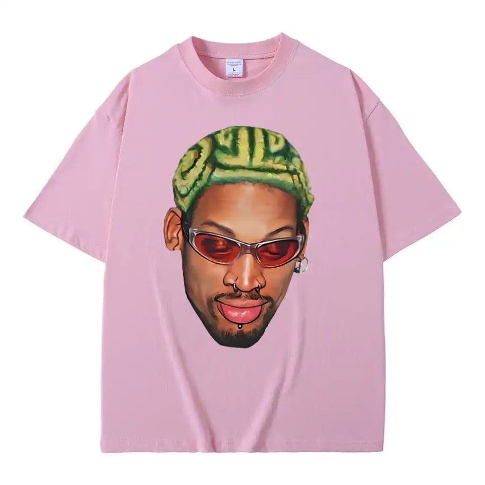 Dennis Rodman Zigzag Hair Print T-Shirt-Luxandluxy