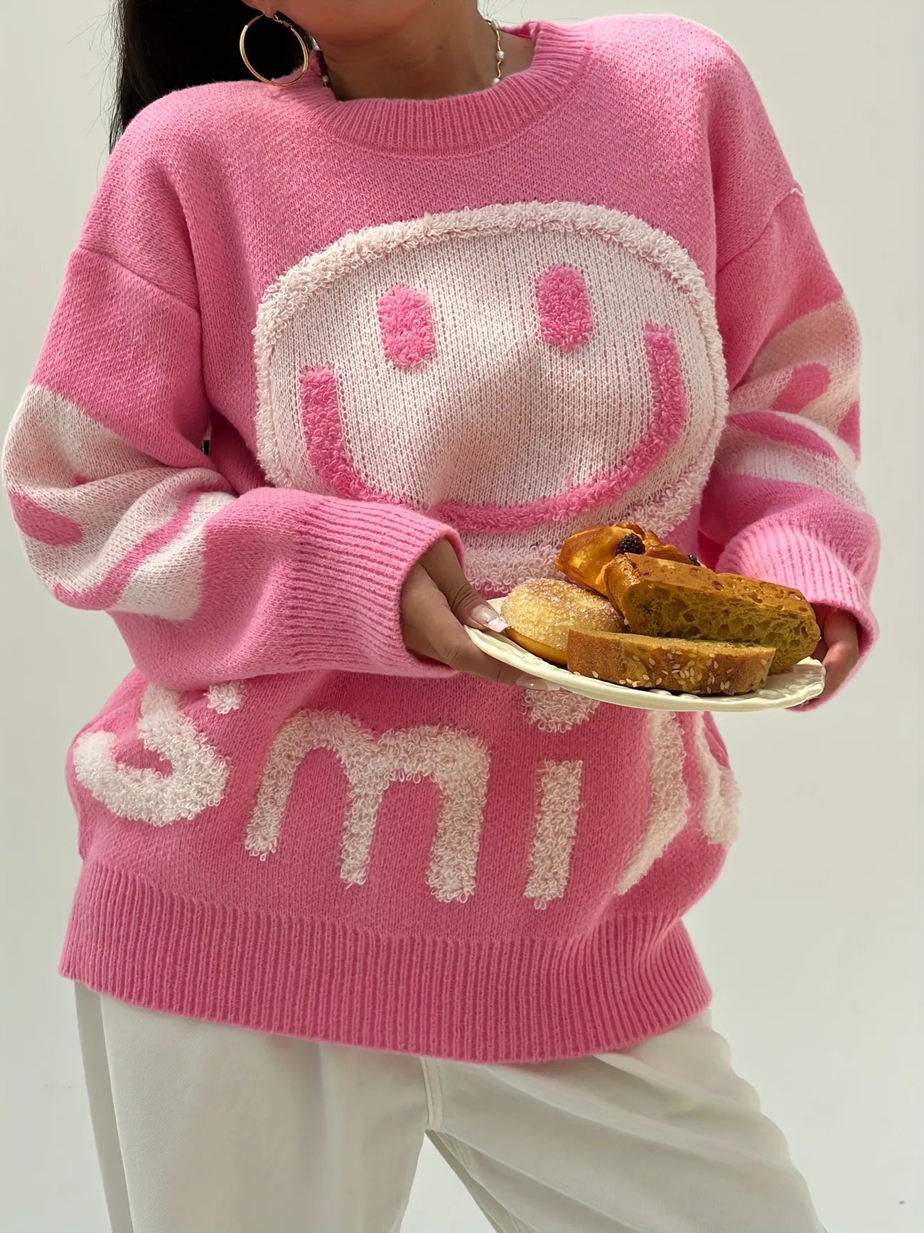 Smile Face Crew Neck Sweater