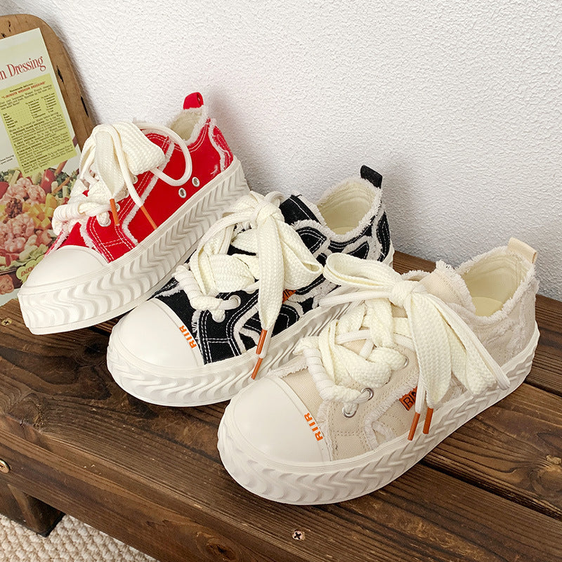 Distressed Platform Sneakers-Luxandluxy