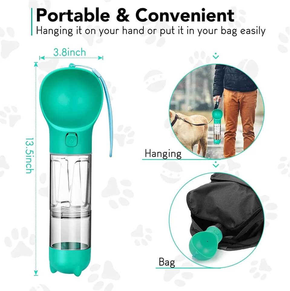 Dog Water Bottle, Food Bowl, Poop Dispenser Kit (4 Pack)-Luxandluxy