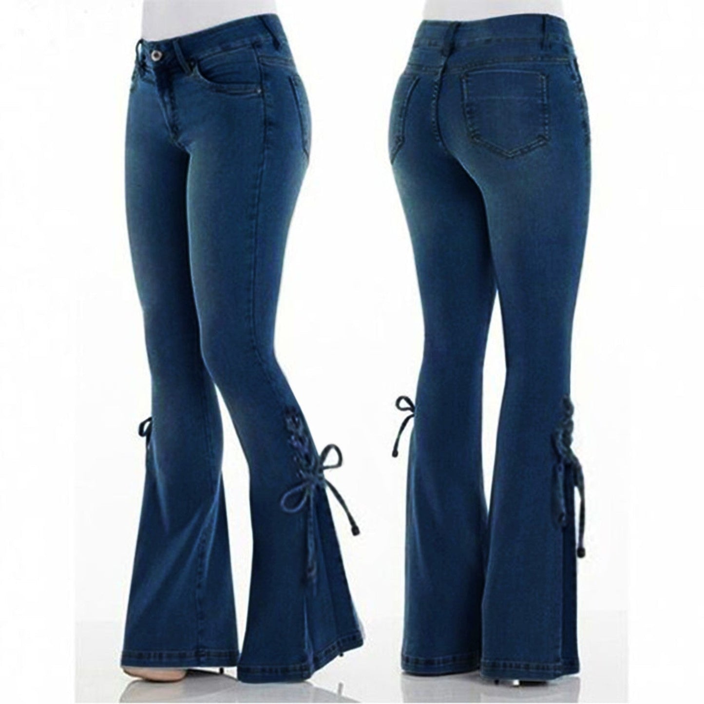 Doo-Wop Cowgirl Lace-up Strap Jeans