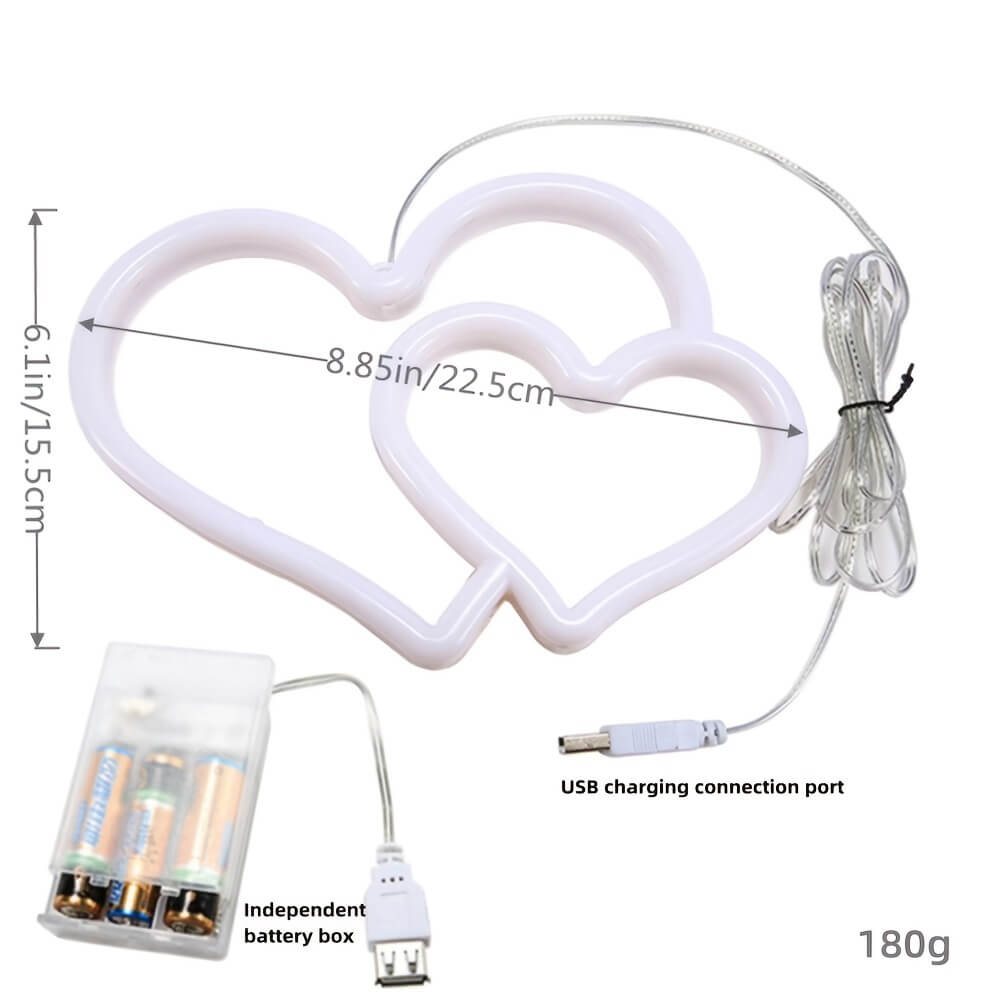 Double Heart Neon Light-Luxandluxy