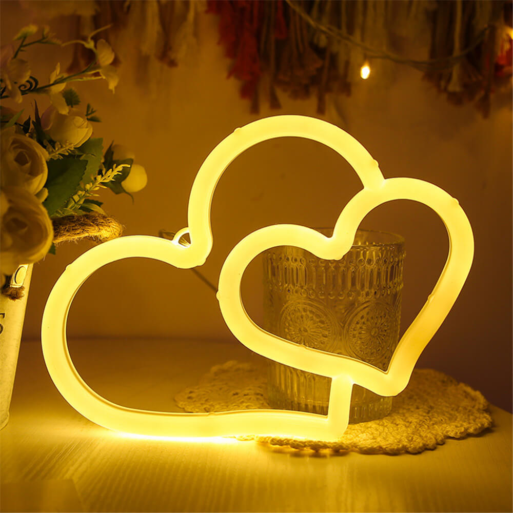 Double Heart Neon Light-Luxandluxy