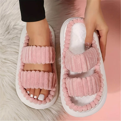 Double Strap Cozy Slippers-Luxandluxy