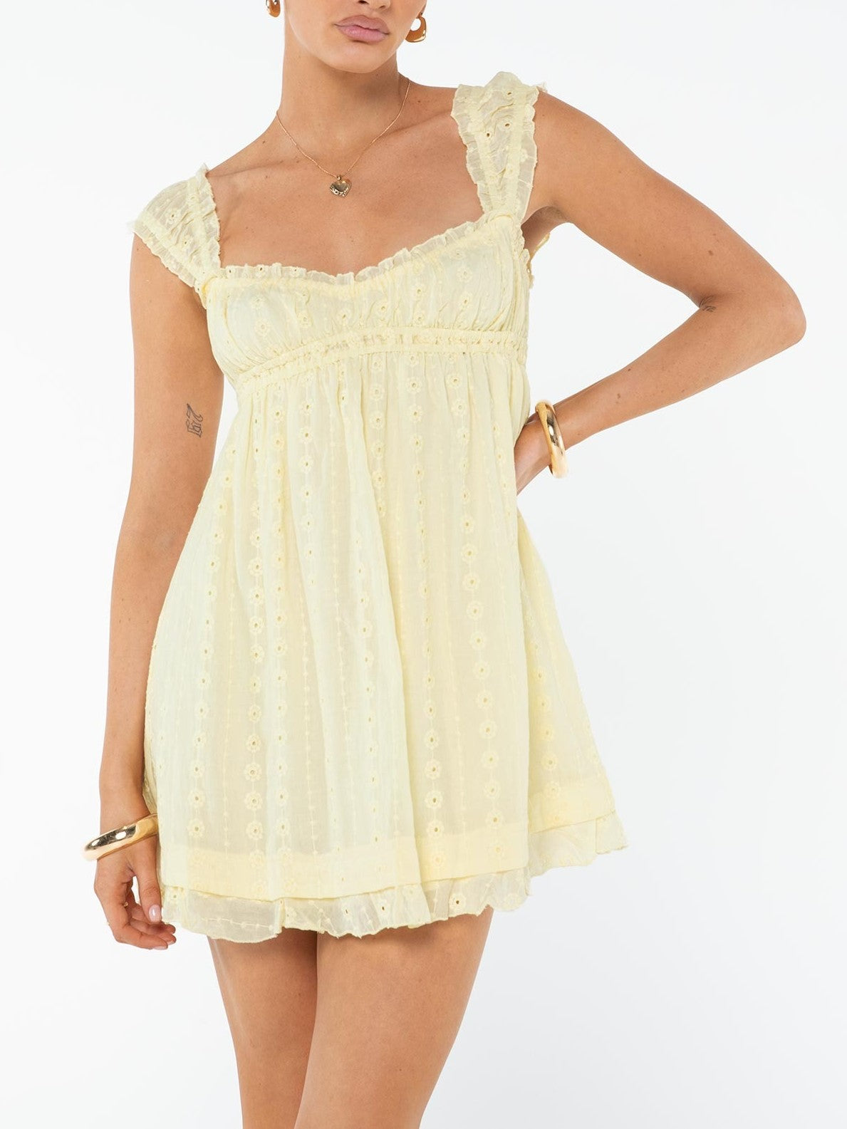 Carlita Daisy Ruffle Lace Mini Dress