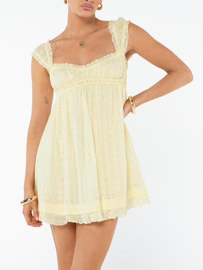 Carlita Daisy Ruffle Lace Mini Dress