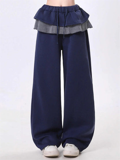 Gingham Peplum Layered Ruffle Waist Pants