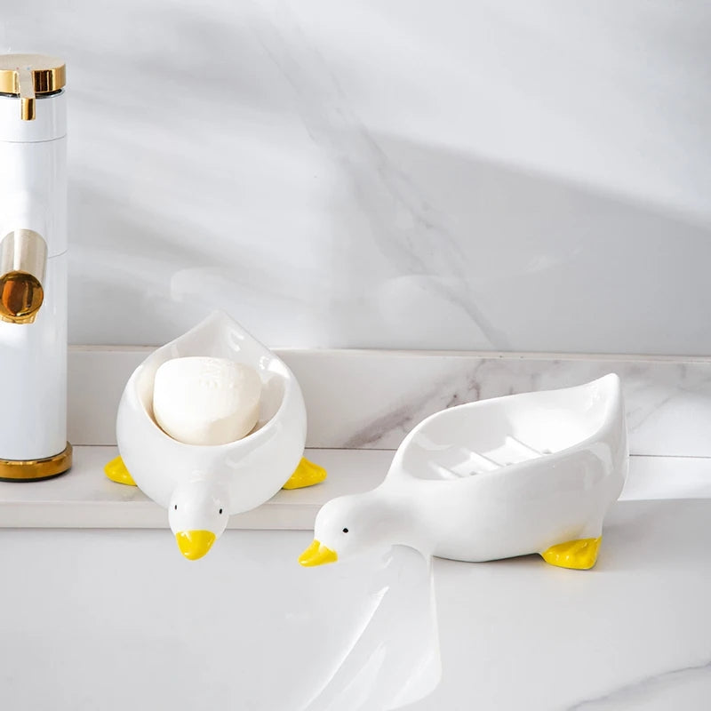 Duck Shaped Self Draining Soap Dish-Luxandluxy