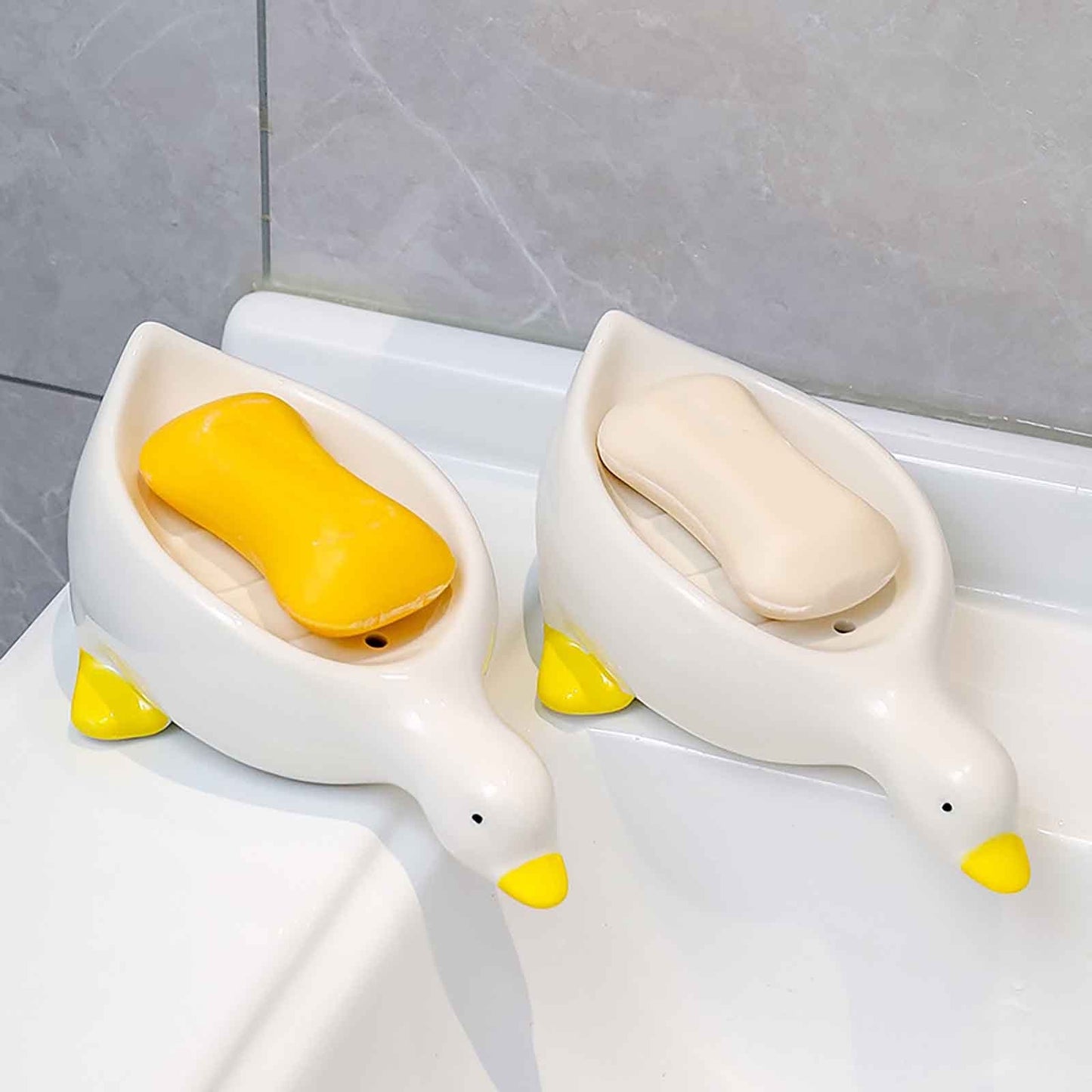 Duck Shaped Self Draining Soap Dish-Luxandluxy