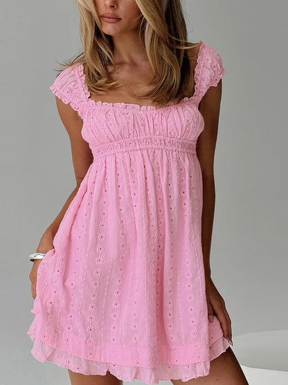 Carlita Daisy Ruffle Lace Mini Dress