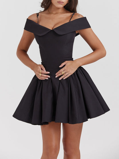 Elida Off Shoulder Mini Dress-Luxandluxy