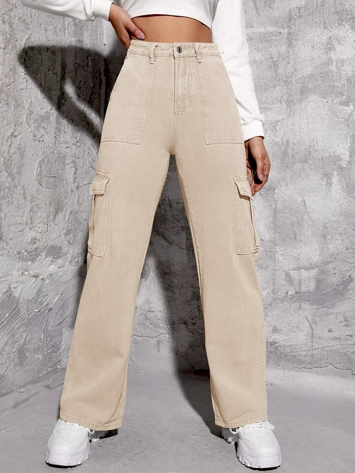 Elysian Pocket Lines Denim Cargo Pants-Luxandluxy