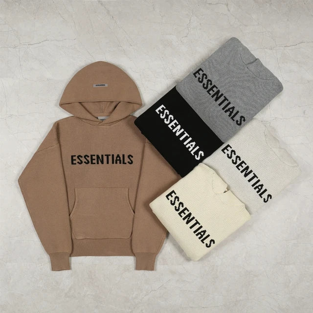 Essentials Knit Hoodie-Luxandluxy