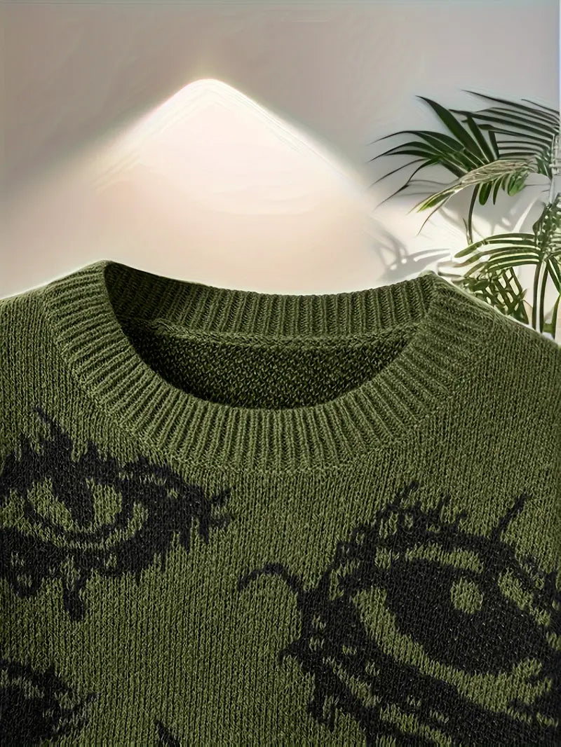 Eyes Pattern Oversize Knit Sweater-Luxandluxy