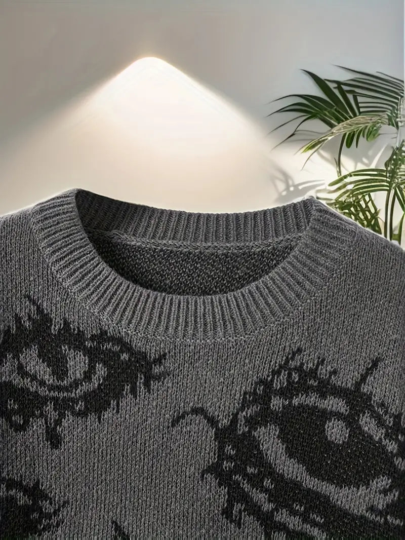 Eyes Pattern Oversize Knit Sweater-Luxandluxy