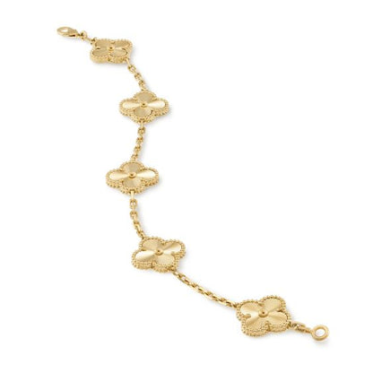 Full Gold 5 Motif Clover Bracelet-Luxandluxy